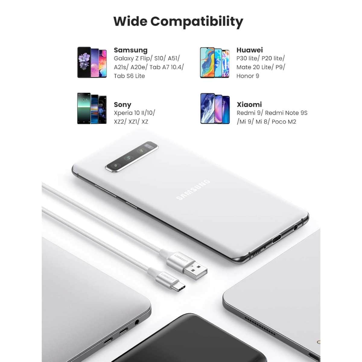يوجرين US288 كابل USB-A إلى USB-C بقدرة 3A