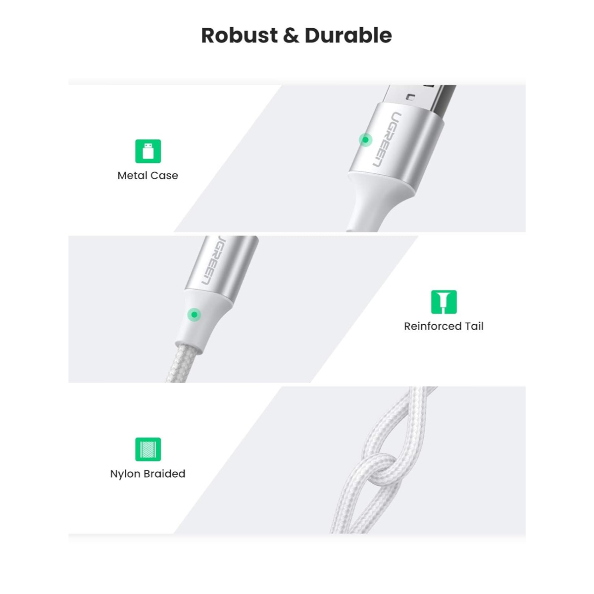 يوجرين US288 كابل USB-A إلى USB-C بقدرة 3A