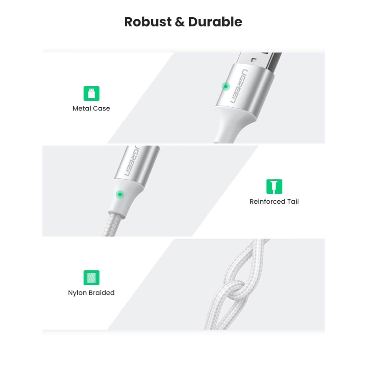 يوجرين US288 كابل USB-A إلى USB-C بقدرة 3A
