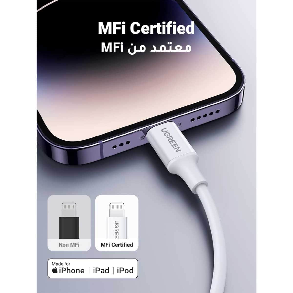 UGREEN White 2m 20W USB-C to Lightning Cable