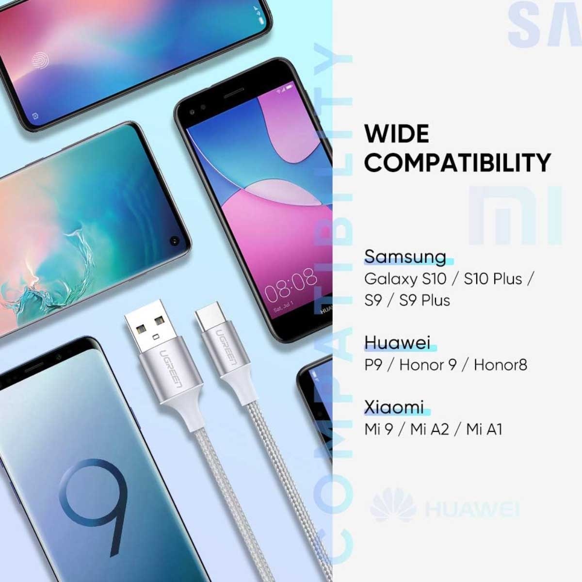يوجرين US288 كابل USB-A إلى USB-C بقدرة 3A