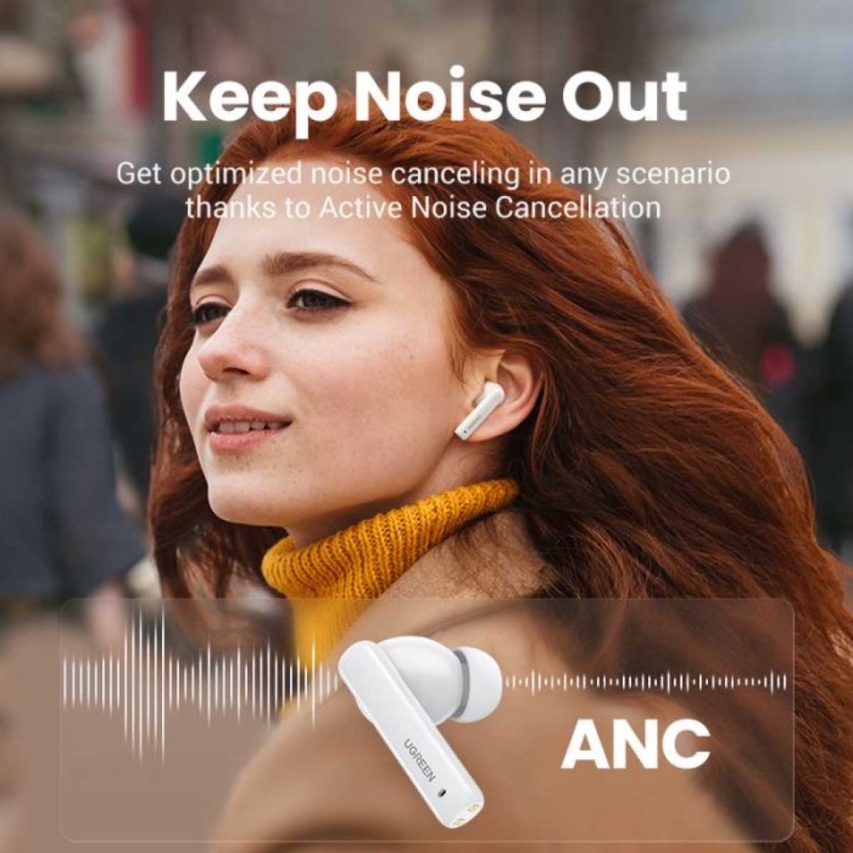 UGREEN White HiTune T3 True Wireless Earbuds