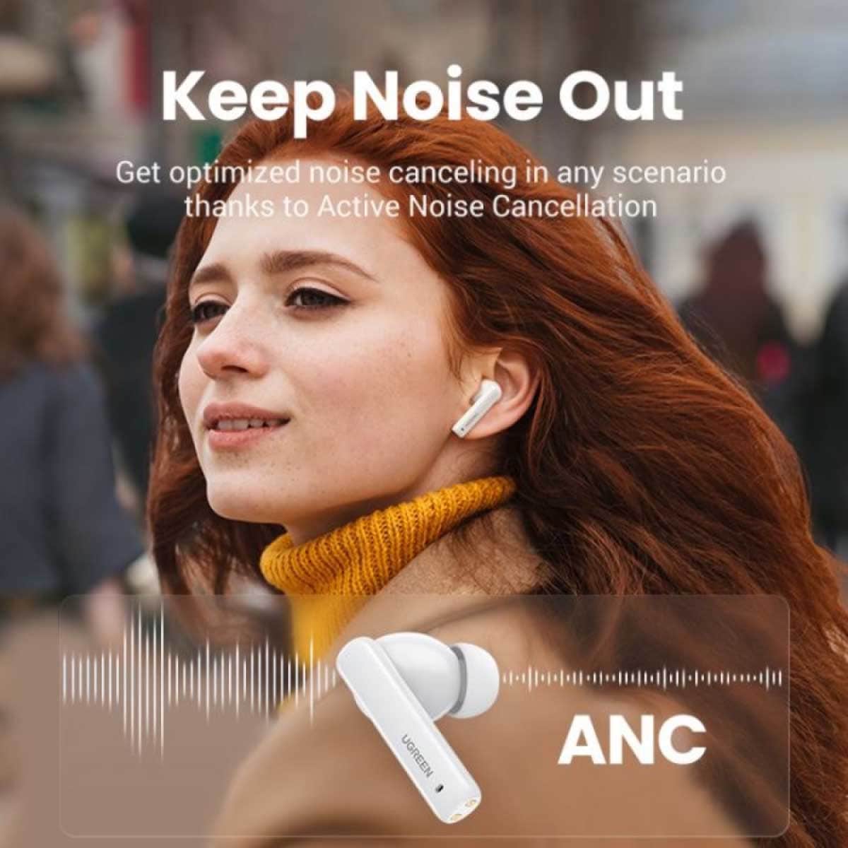 UGREEN White HiTune T3 True Wireless Earbuds