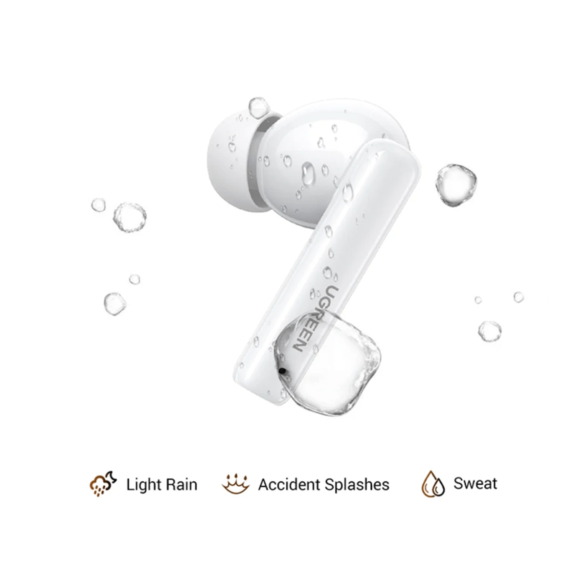 يوجرين HiTune T6 Hybrid ANC أبيض سماعات أذن لاسلكية حقيقية مع إلغاء الضوضاء الهجين