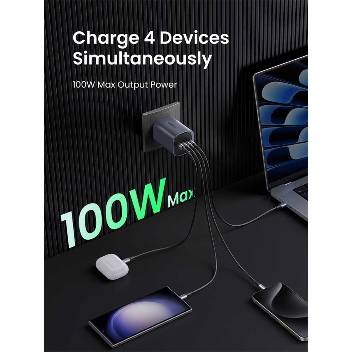 يوجرين X565 Nexode شاحن حائط GaN بقدرة 100W مع 4 منافذ