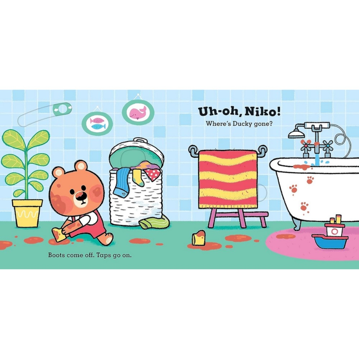 Uh-Oh, Niko: Bathtime : قصة ادفع واسحب وانزلق تأليف كريس شاترتون - 4 أبريل 2024