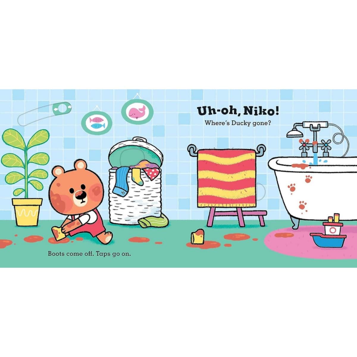 Uh-Oh, Niko: Bathtime : قصة ادفع واسحب وانزلق تأليف كريس شاترتون - 4 أبريل 2024