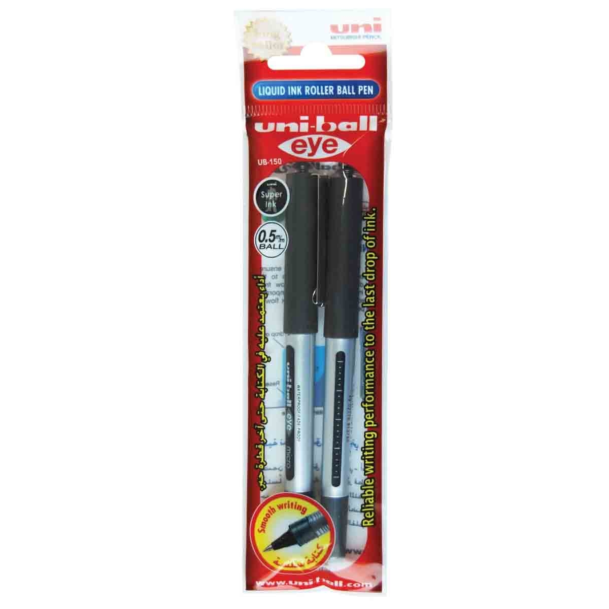 Uni-Ball 0.5mm Eye Micro Black Roller Pen, Pack of 2