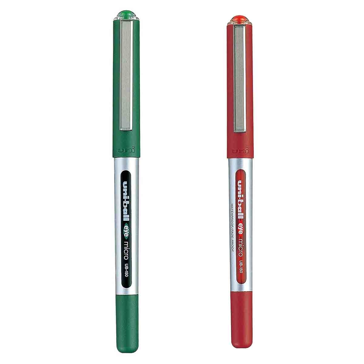 Uni-Ball 0.5mm Eye Micro Green & Red Roller Pen, Pack of 2