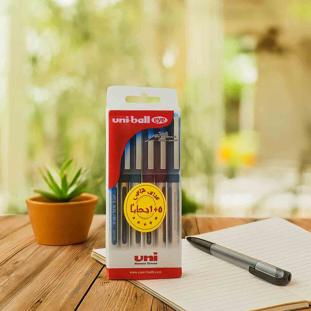 Uni-Ball 0.5mm Eye Waterproof Liquid Ink Ball Pen, Pack of 6