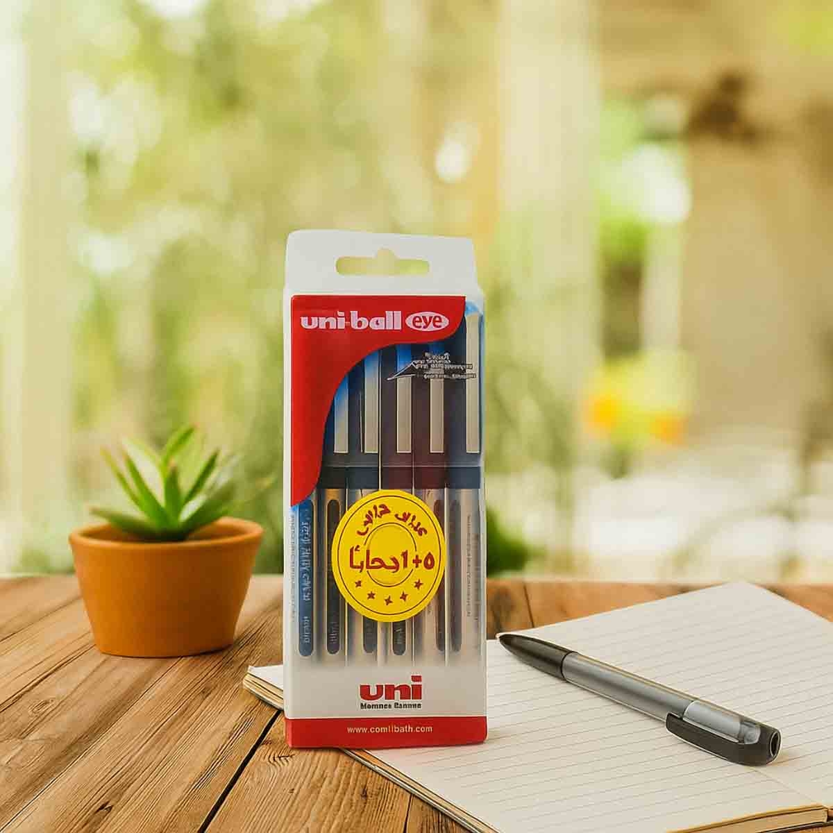 Uni-Ball 0.5mm Eye Waterproof Liquid Ink Ball Pen, Pack of 6