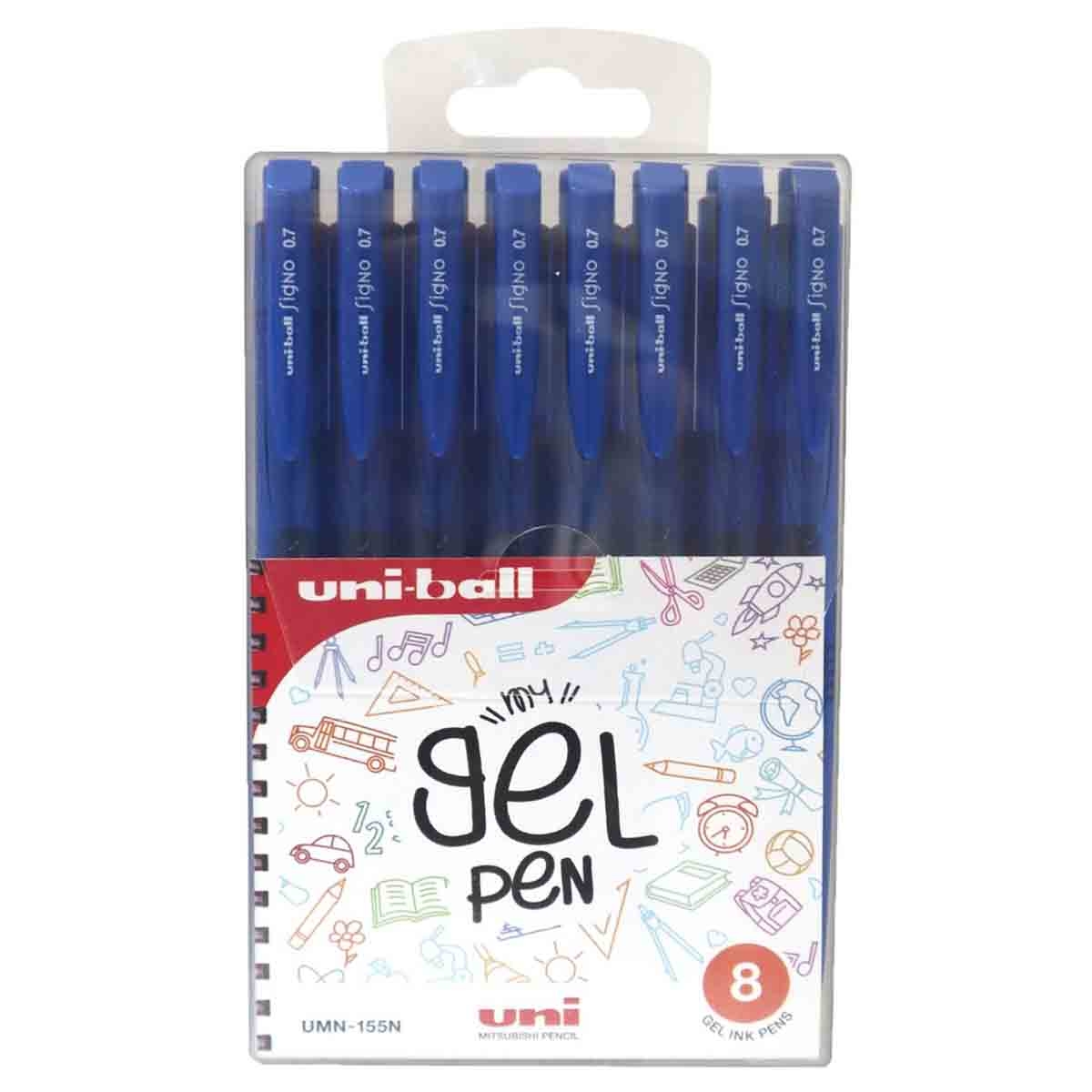 يوني بول مجموعة 8 أقلام جل أزرق 0.7 ملم