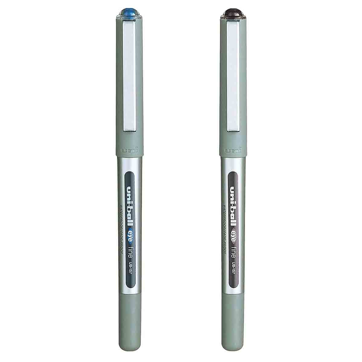 Uni-Ball 0.7mm Eye Liquid Ink Fine Roller Blue & Black Ball Pen, Pack of 2