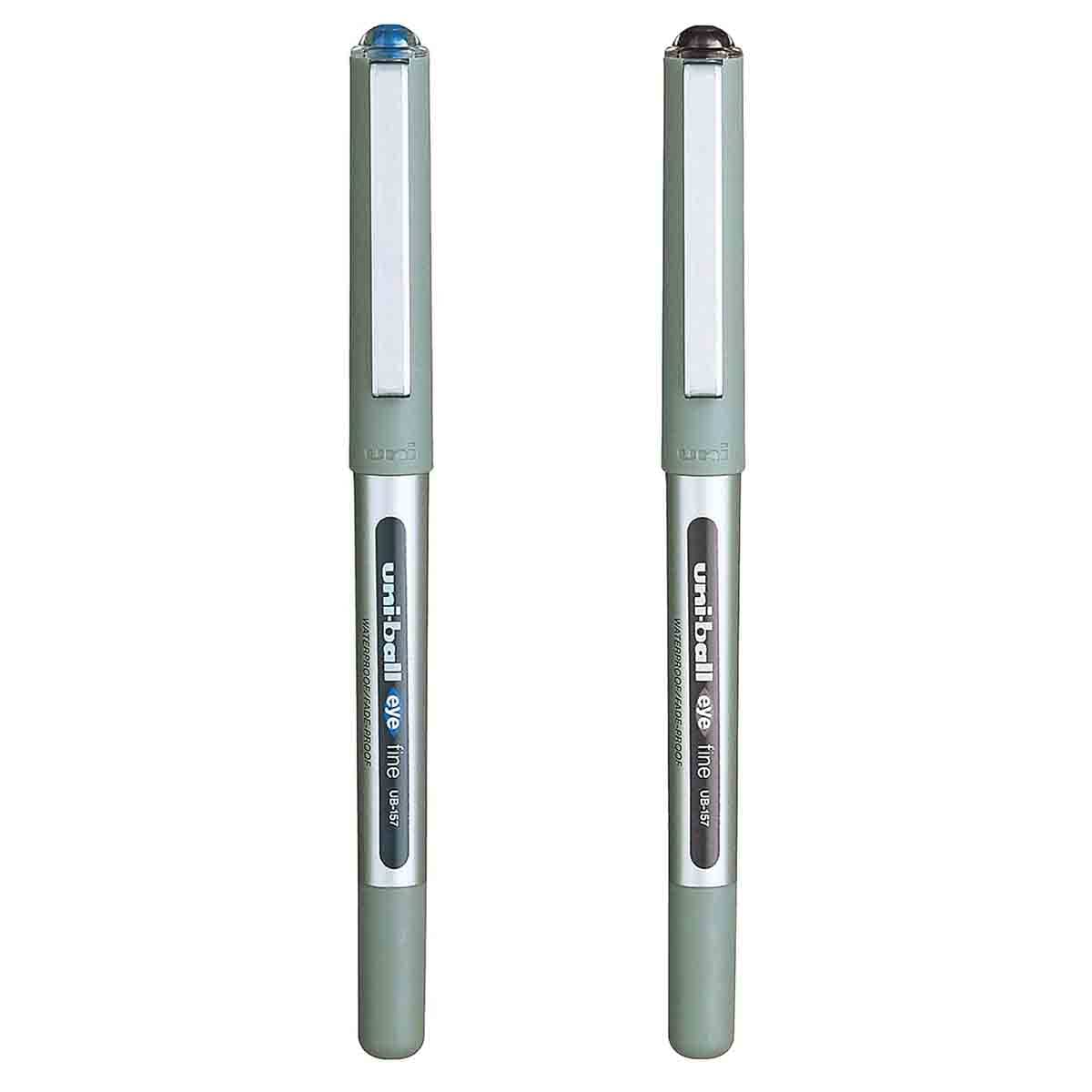 Uni-Ball 0.7mm Eye Liquid Ink Fine Roller Blue & Black Ball Pen, Pack of 2
