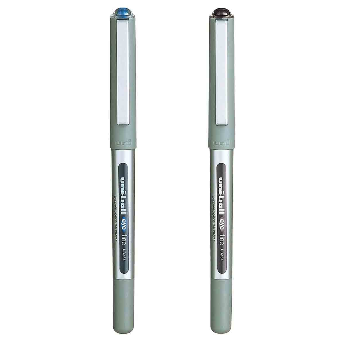 Uni-Ball 0.7mm Eye Liquid Ink Fine Roller Blue & Black Ball Pen, Pack of 2