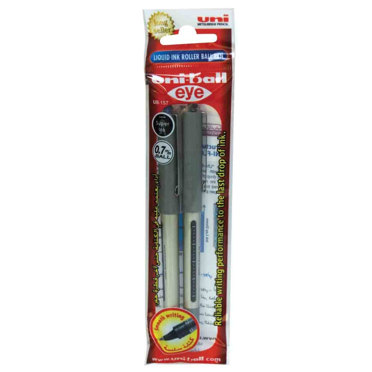 Uni-Ball 0.7mm Eye Liquid Ink Fine Roller Blue & Black Ball Pen, Pack of 2