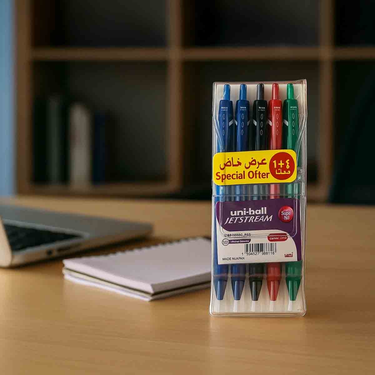 Uni-Ball 0.7mm Jetstream Colours Retractable Super Ink Pen, Pack of 5