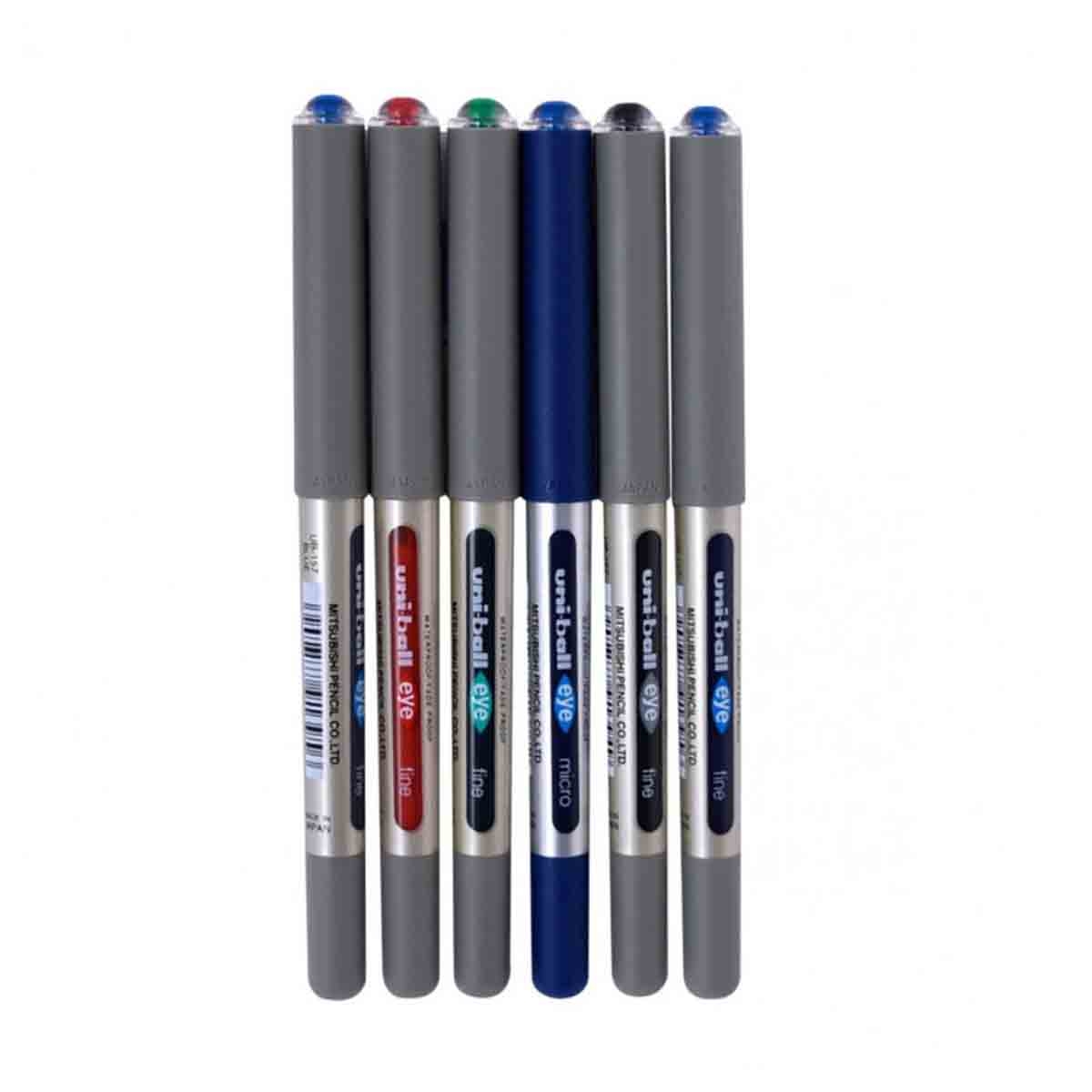 Uni-Ball MI-UB157-06C 0.7mm Eye Fine Tip Roller Ball Pen, Pack of 6