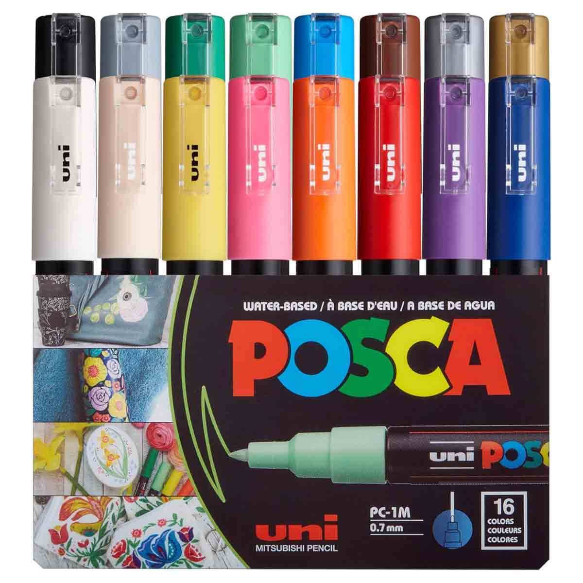 Uni Posca Colour Paint Marker Set, Pack of 16