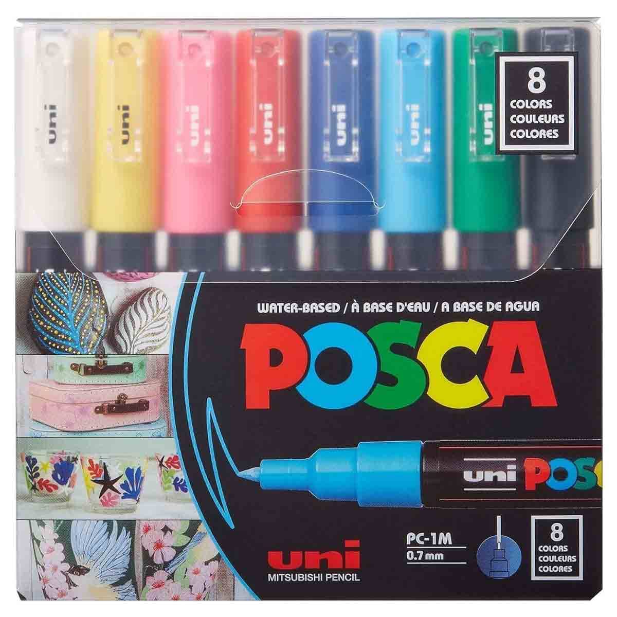 Uni Posca Colour Paint Marker Set, Pack of 8