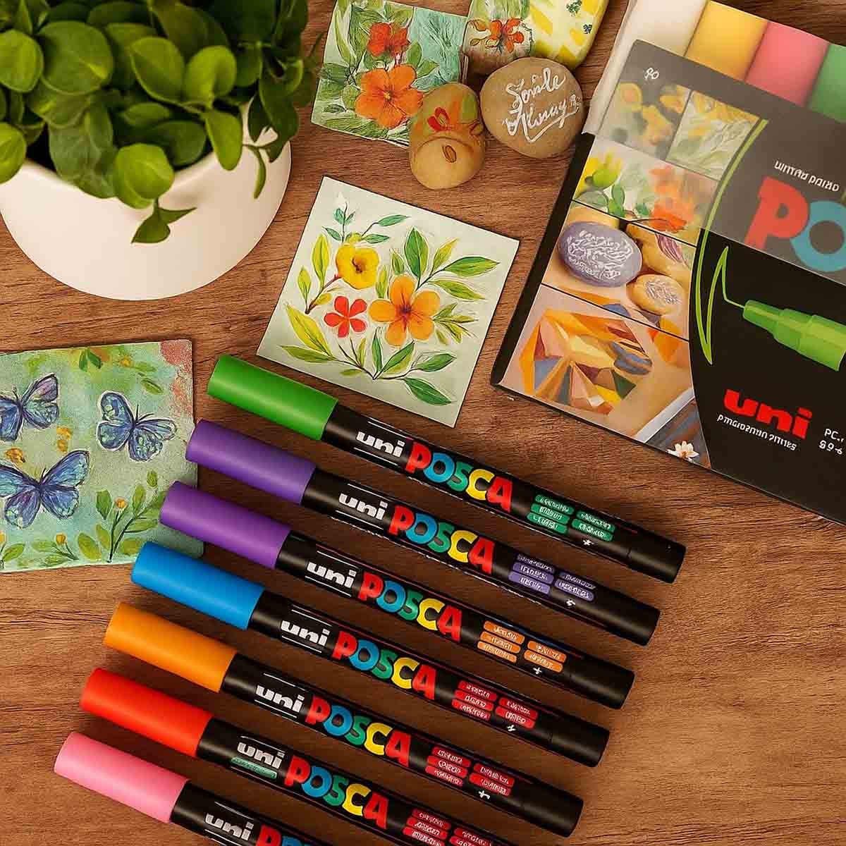 Uni Posca Glitter Colour Marker Set, Pack of 8