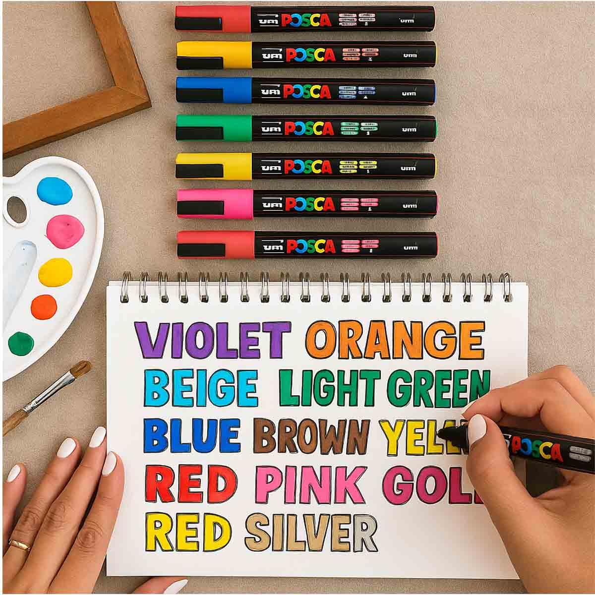 Uni Posca PC-5M Colour Bullet Marker Set, Pack of 16