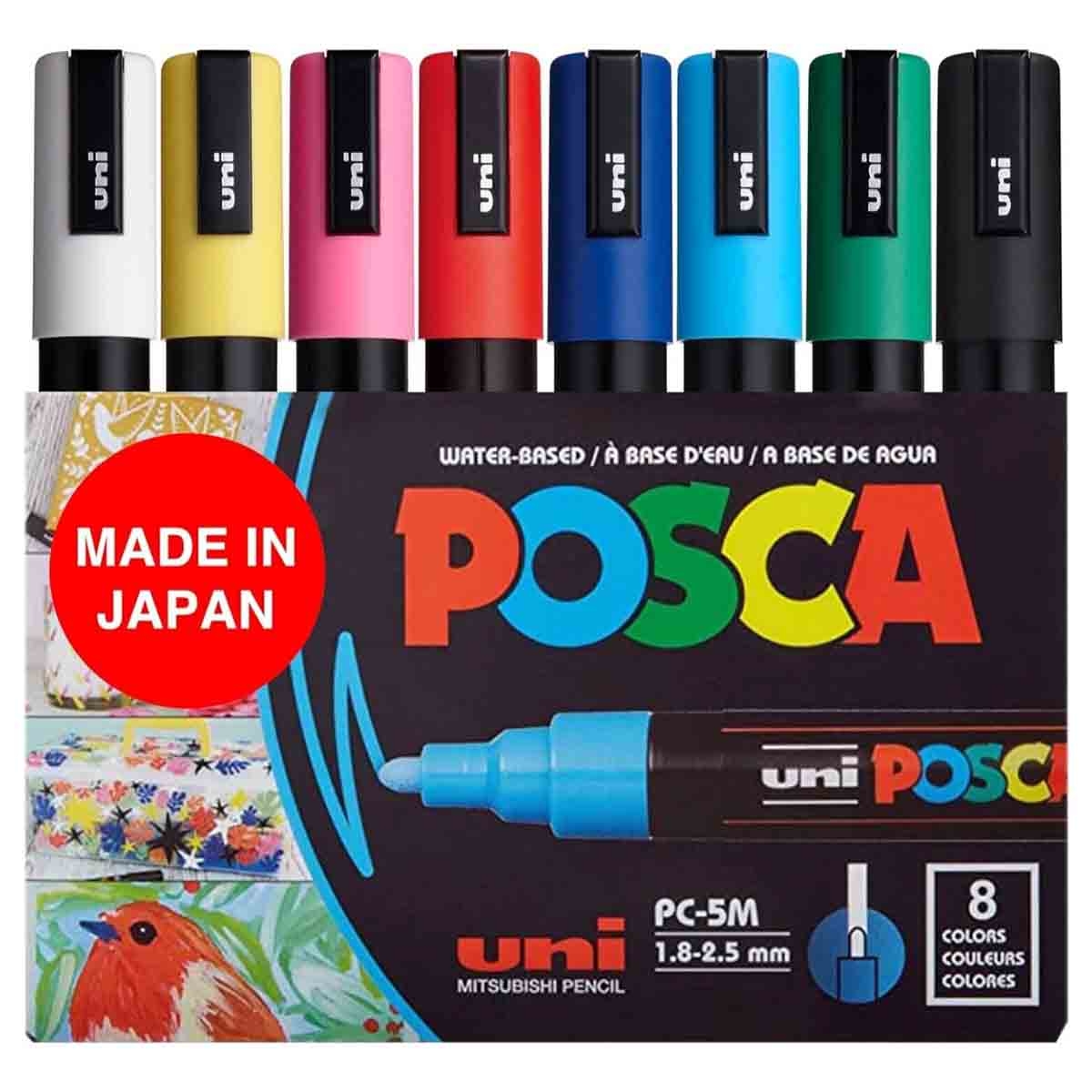 Uni Posca PC-5M Colour Bullet Marker Set, Pack of 8