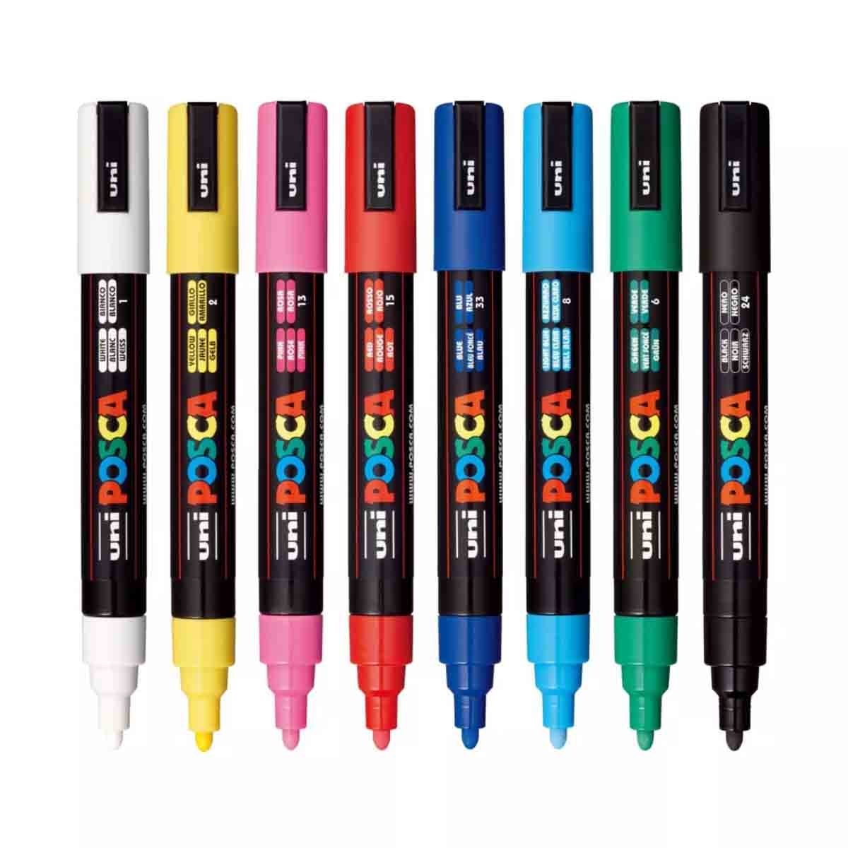 Uni Posca PC-5M Colour Bullet Marker Set, Pack of 8