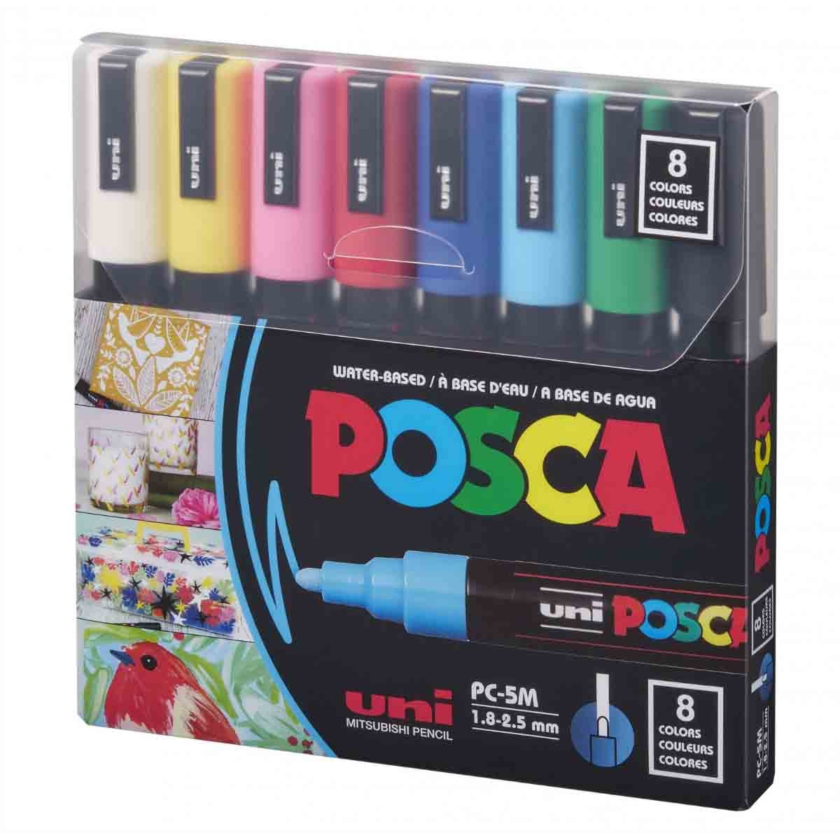 Uni Posca PC-5M Colour Bullet Marker Set, Pack of 8