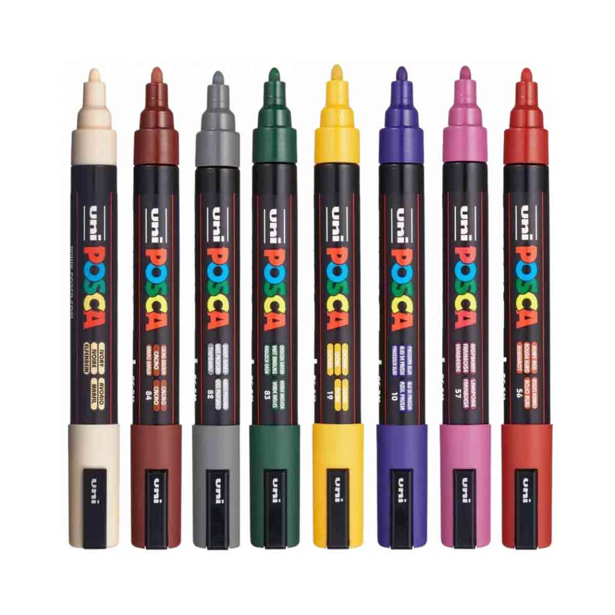 Uni Posca PC-5M Dark Colour Marker Set, Pack of 8