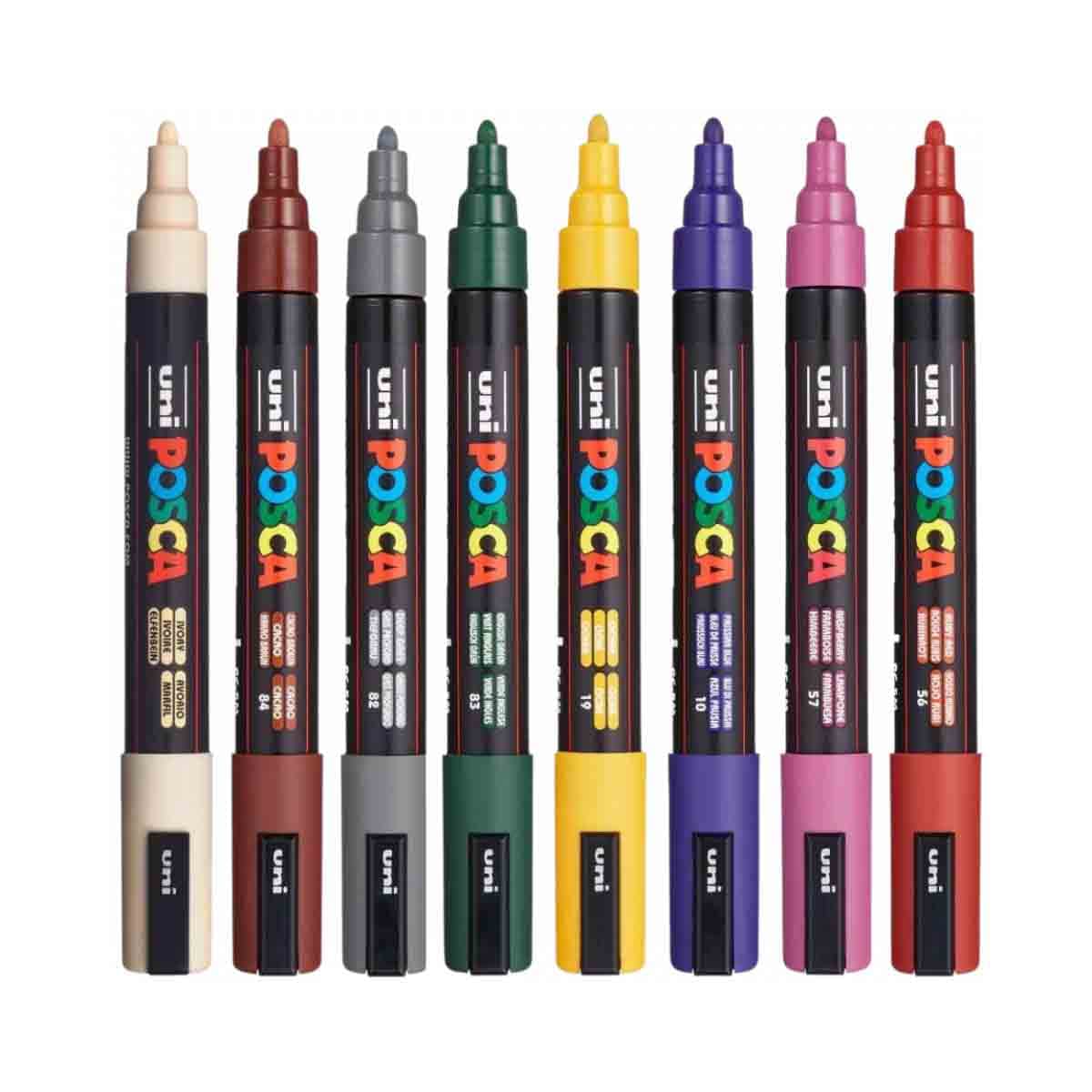 Uni Posca PC-5M Dark Colour Marker Set, Pack of 8