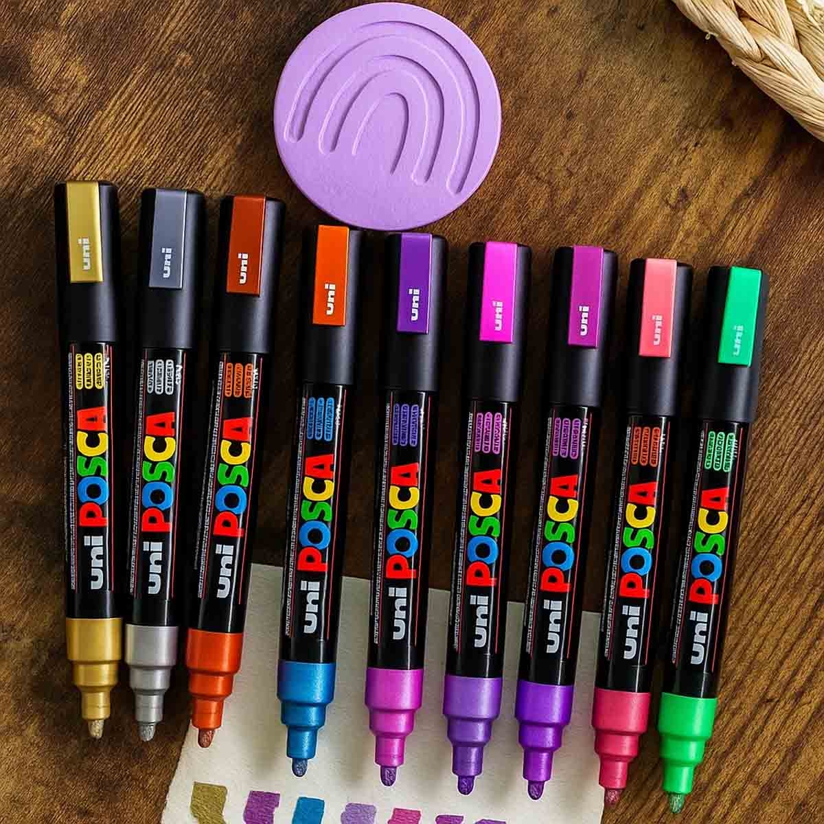 Uni Posca PC-5M Metallic Colour Marker Set, Pack of 8