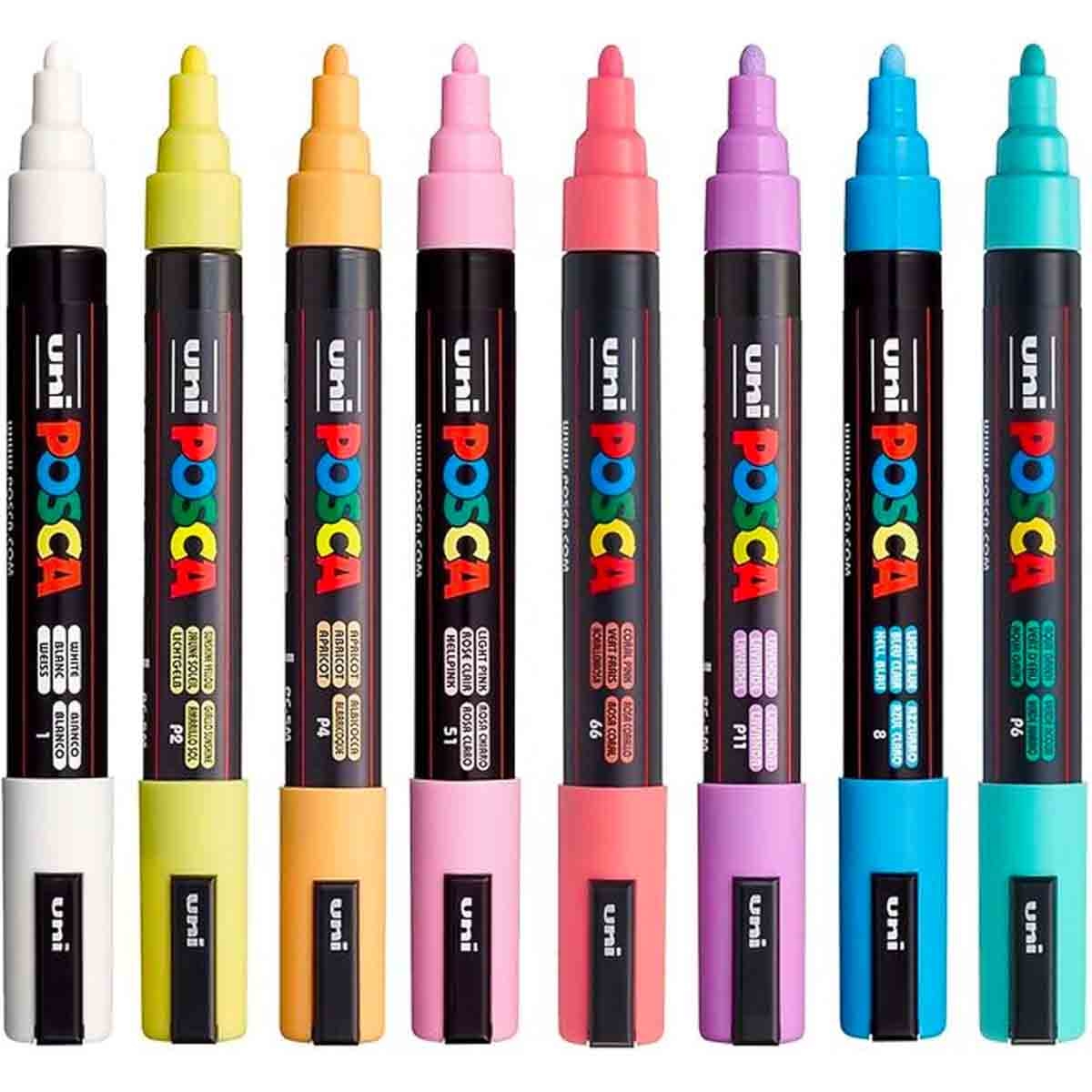 Uni Posca PC-5M Soft Colour Marker Set, Pack of 8