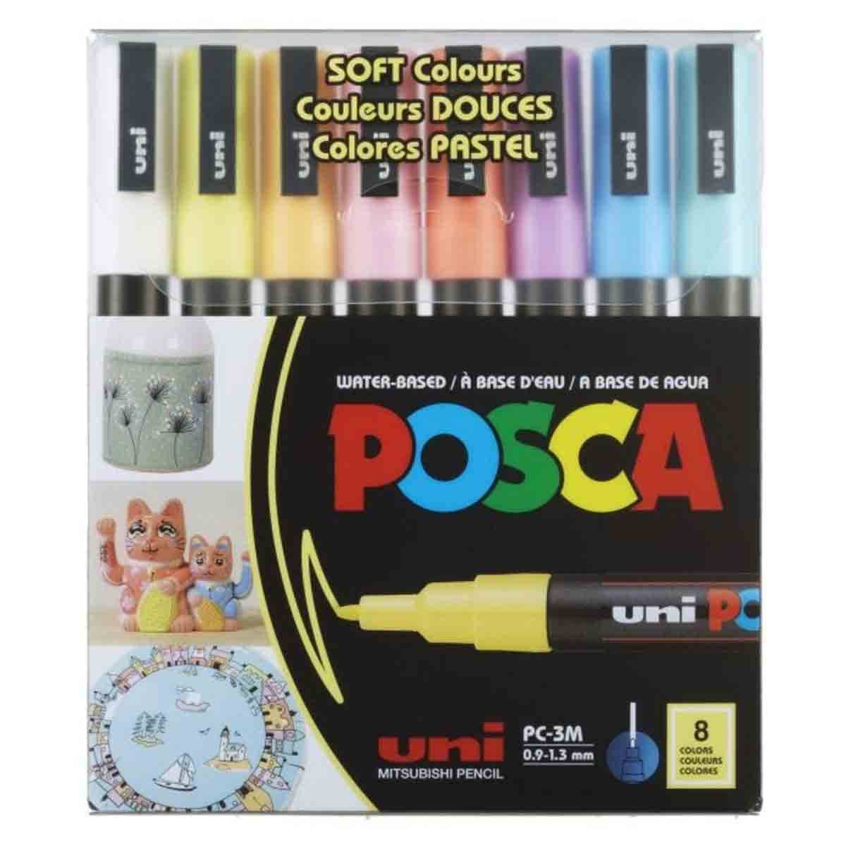 Uni Posca Soft Colour Marker Set, Pack of 8