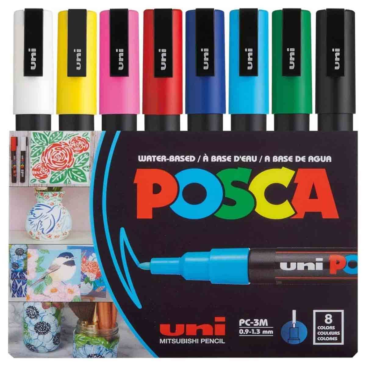 Uni Posca Soft Colour Paint Bullet Marker Set, Pack of 8