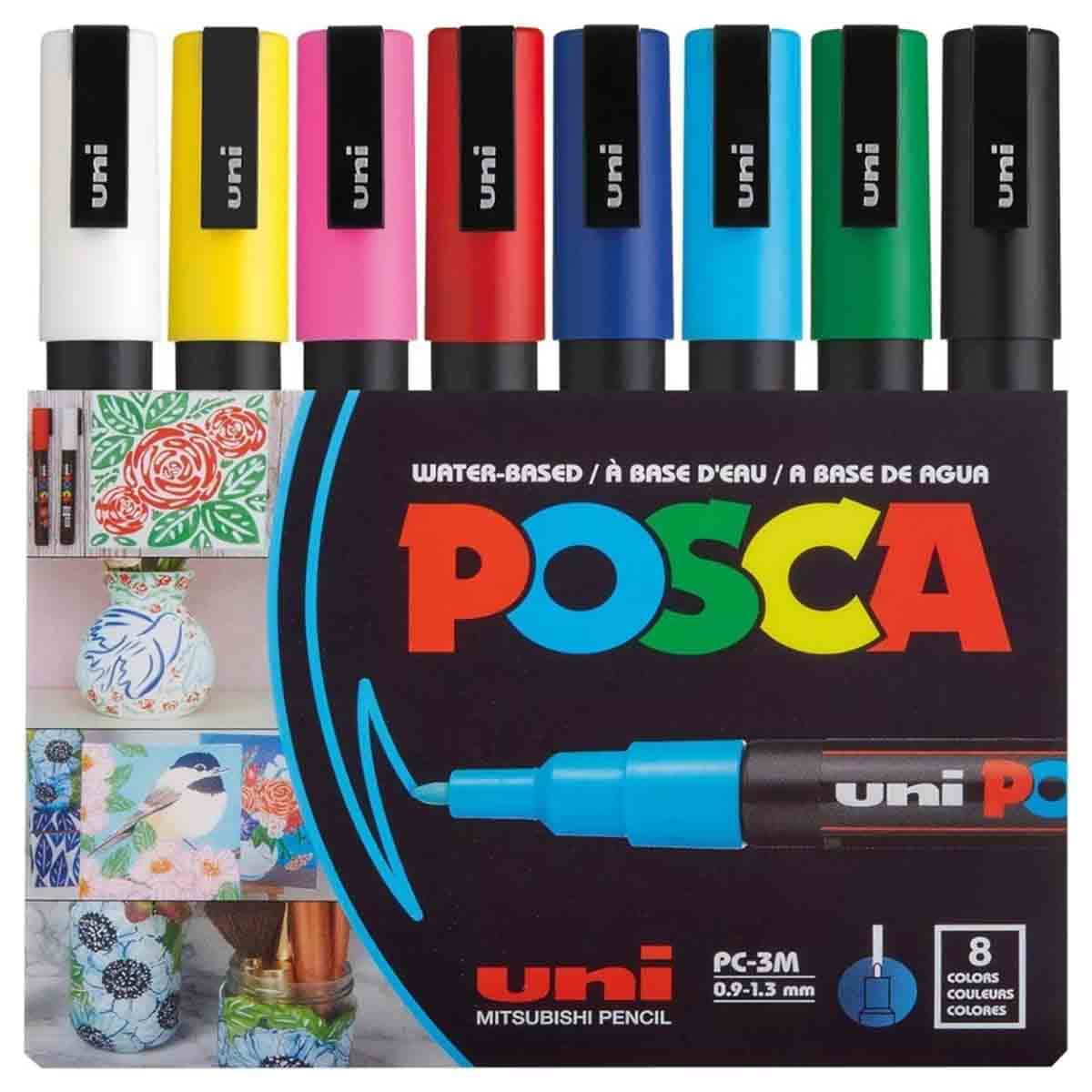 Uni Posca Soft Colour Paint Bullet Marker Set, Pack of 8