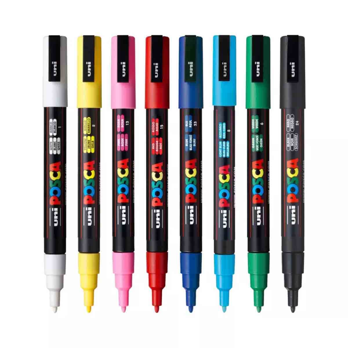 Uni Posca Soft Colour Paint Bullet Marker Set, Pack of 8