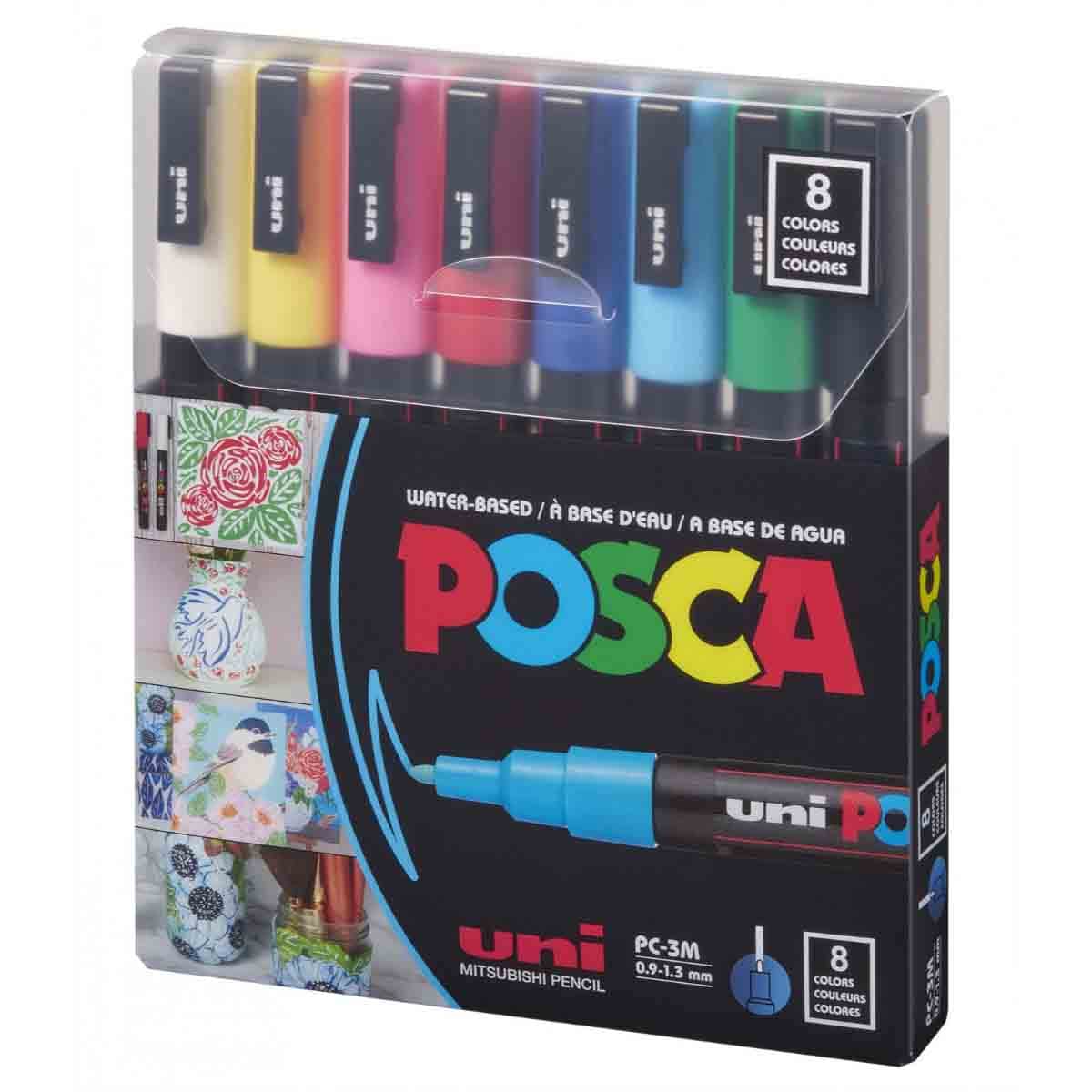 Uni Posca Soft Colour Paint Bullet Marker Set, Pack of 8