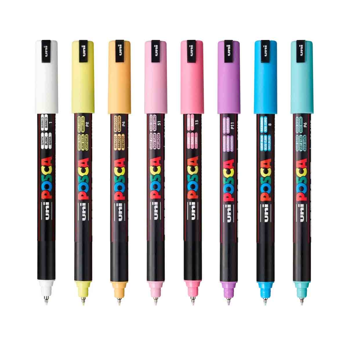 Uni Posca Soft Colour Paint Marker Set, Pack of 8