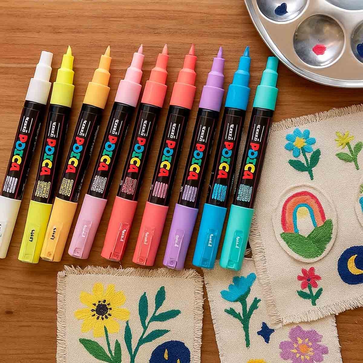 Uni Posca Soft Colour Paint Permanent Marker Set, Pack of 8