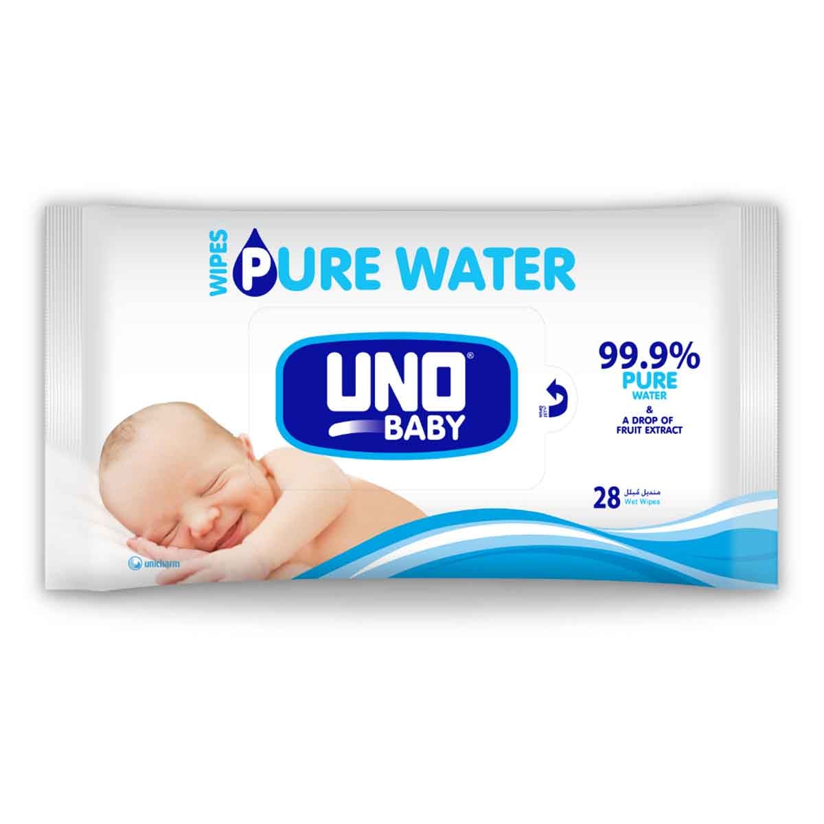 Uno Baby 28-Piece 99.9% Pure Water Wipes