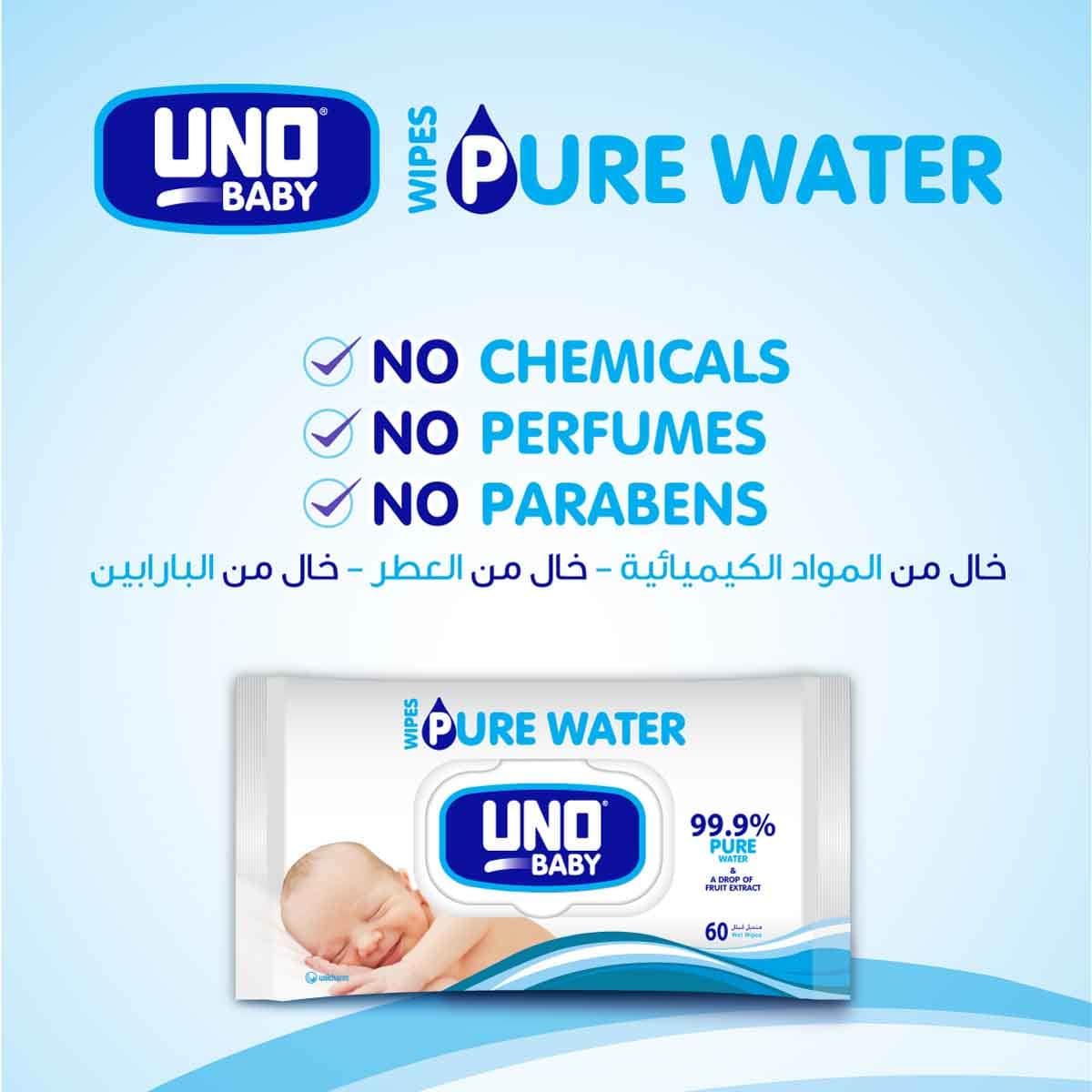 Uno Baby 28-Piece 99.9% Pure Water Wipes