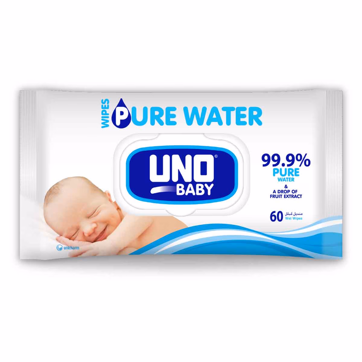 Uno Baby 60-Piece 99.9% Pure Water Wipes