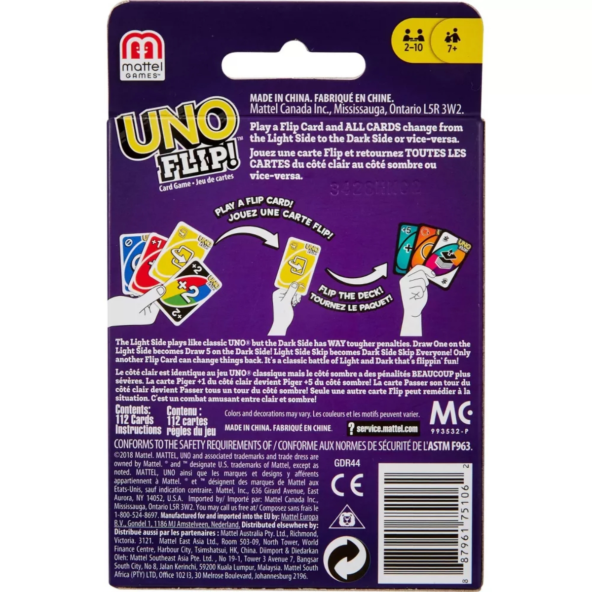 UNO Flip Side Card Game Unisex, 8-10 Years