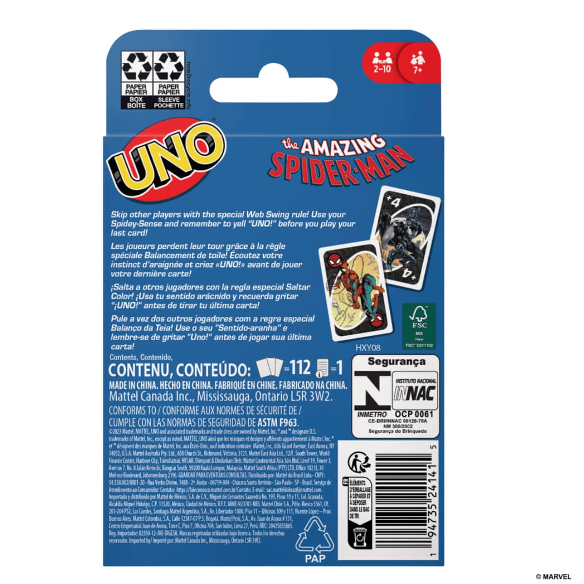 UNO Spider-Man Card Game Unisex, 8-10 Years