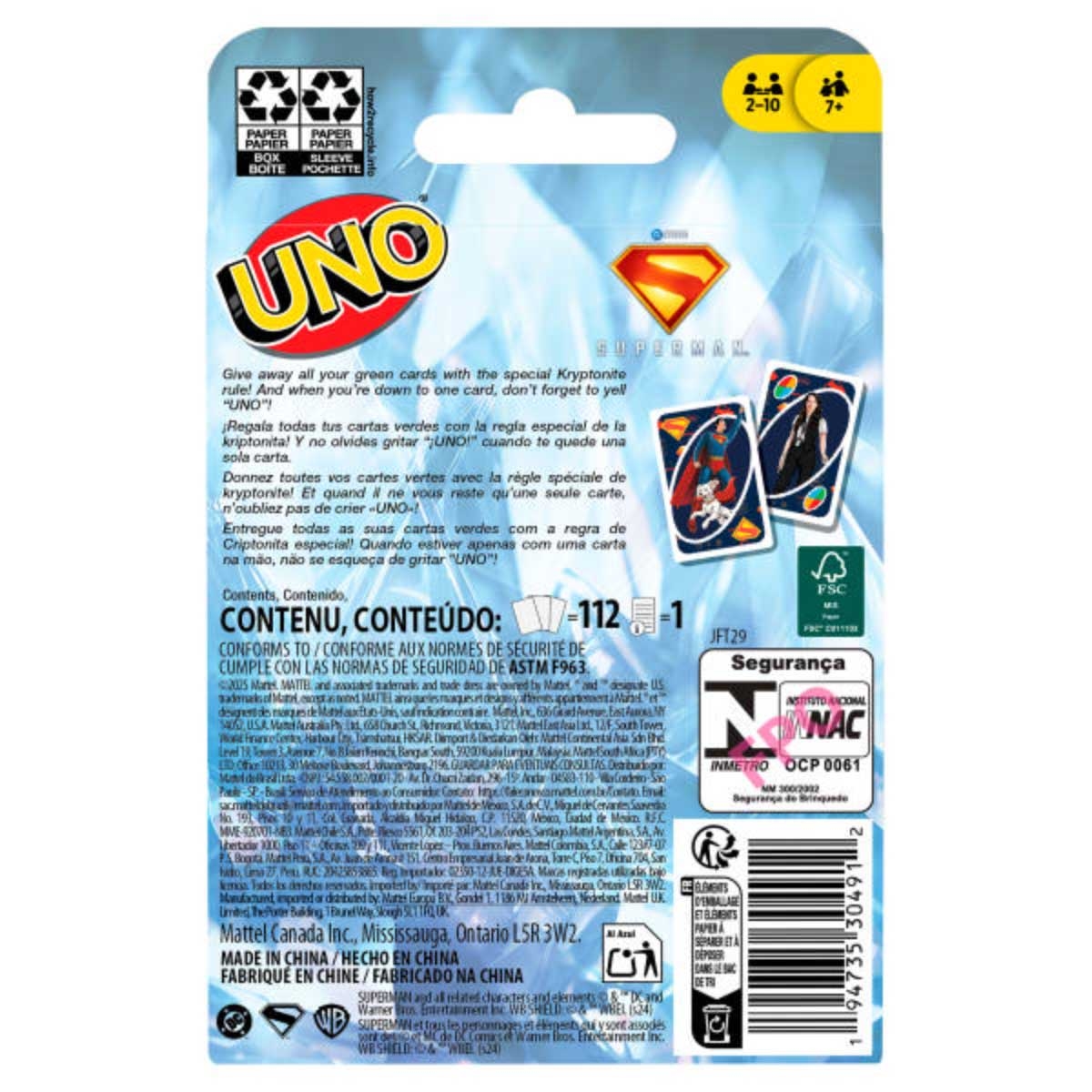 Uno Superman Movie Card Game Unisex, 8-10 Years