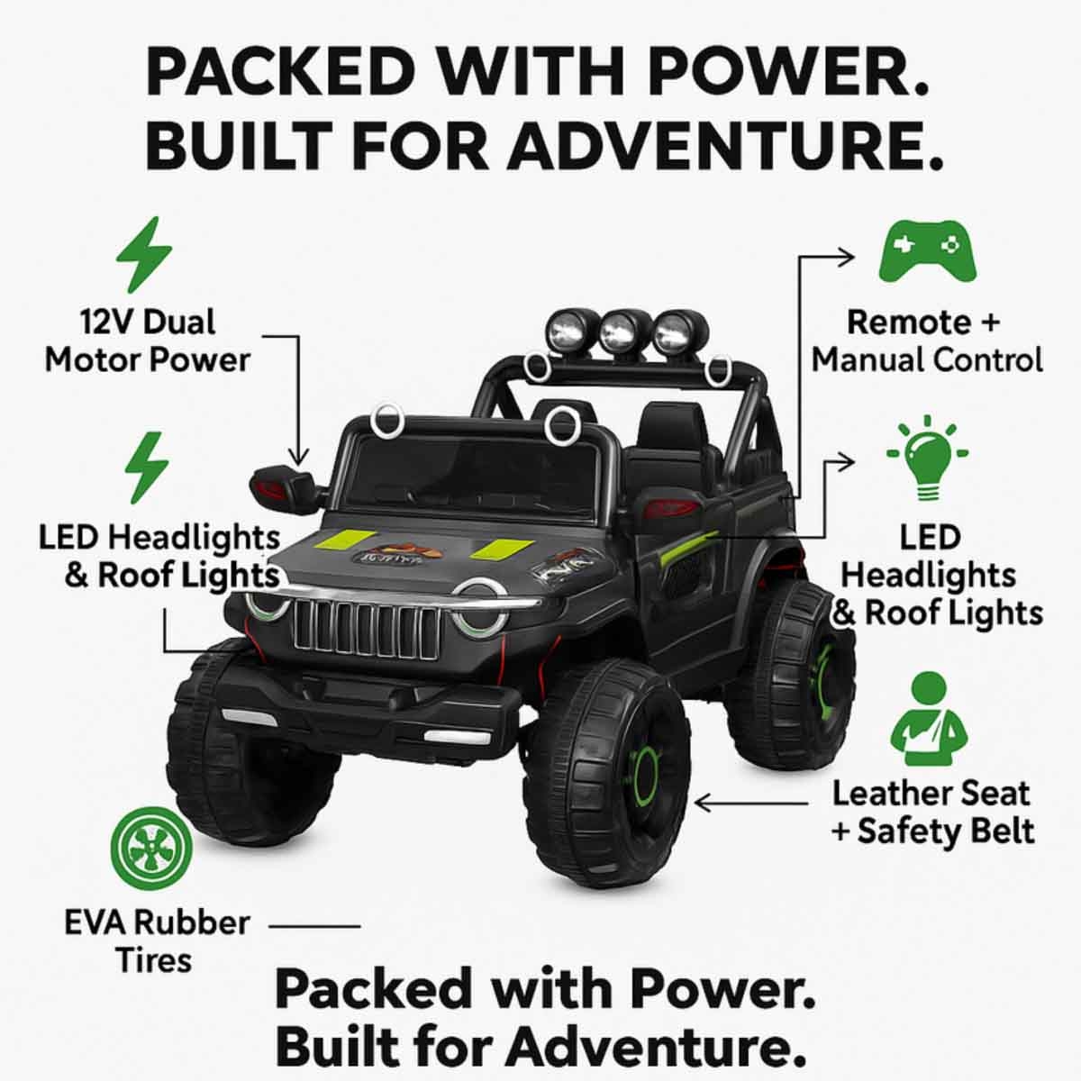 Urban Tots 1166 Steering Motor Ride-On Jeep Unisex, 5-7 Years