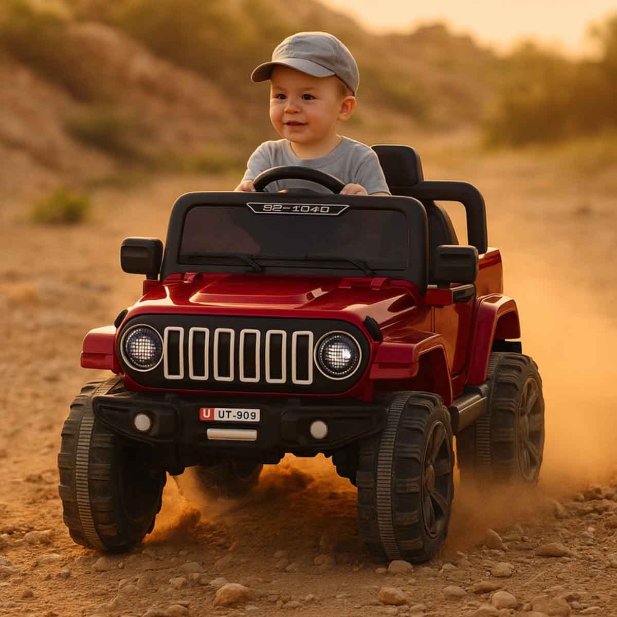Urban Tots 908 Battery Operated 15000 RPM Steering Motor 7000 RPM Ride-On Jeep Unisex, 5-7 Years