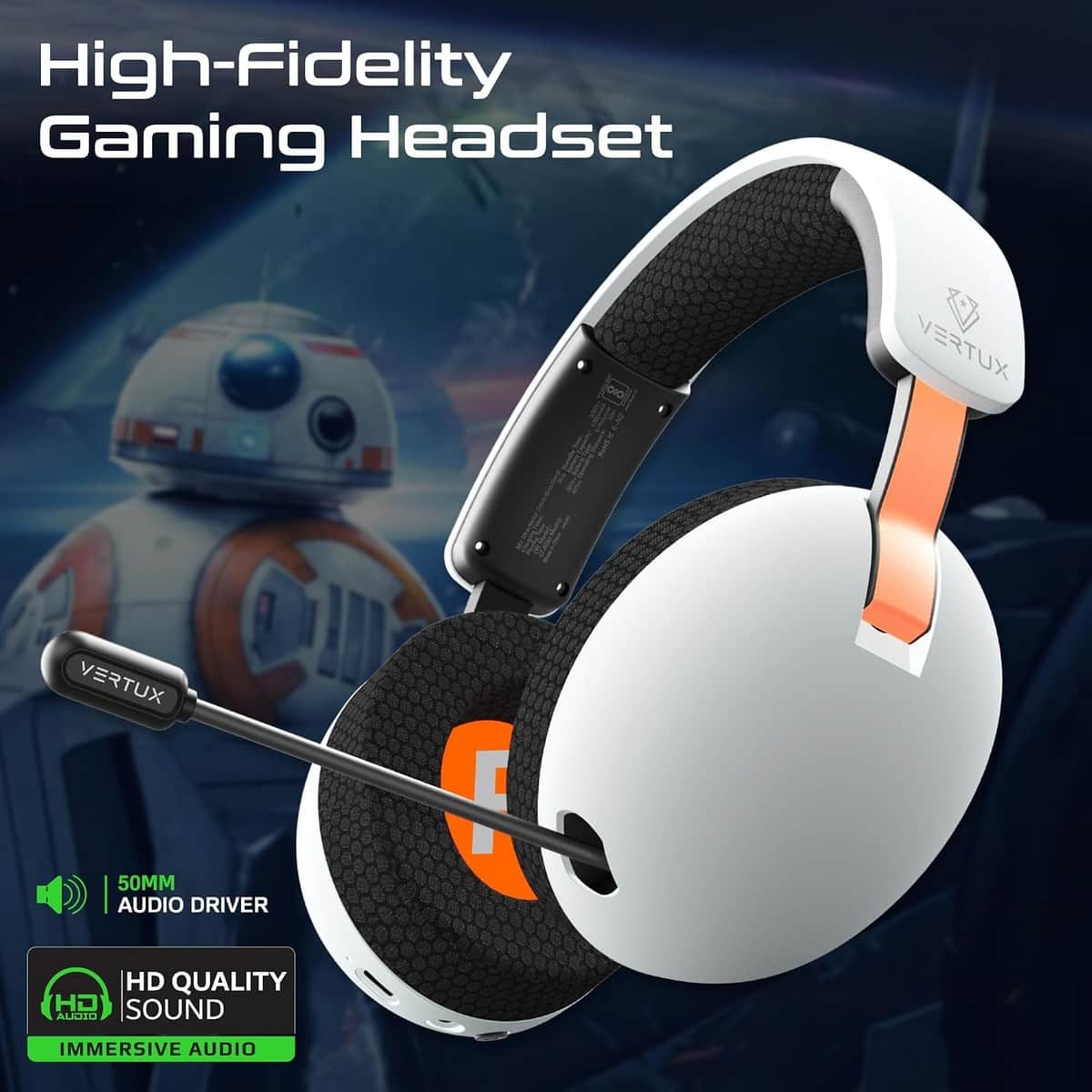 Vertux BB-8 High-Fidelity Wireless Over-Ear Gaming Headset