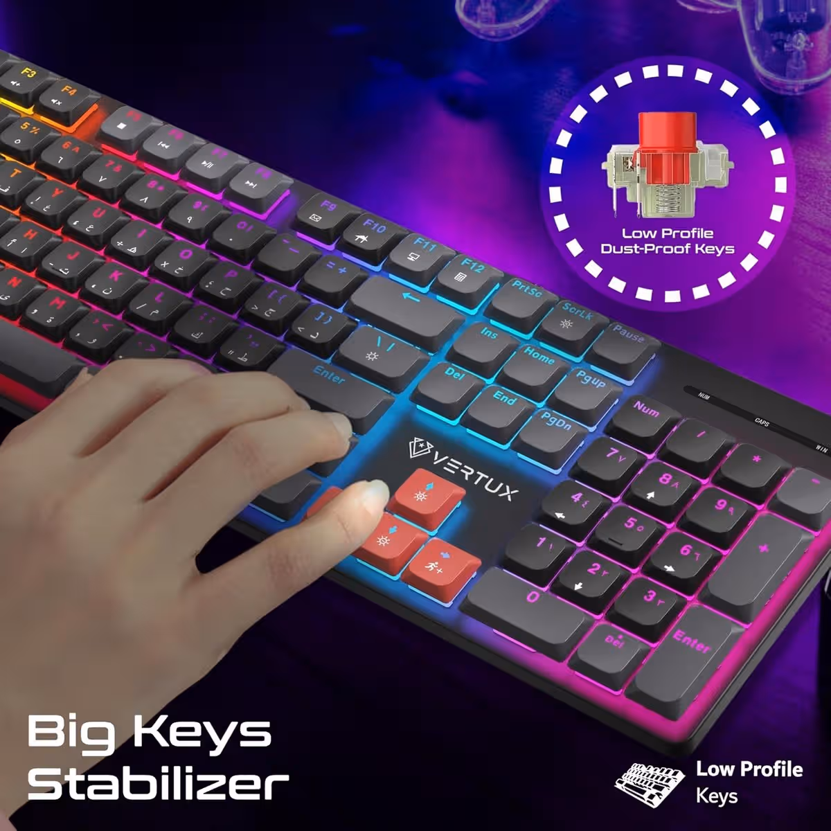 Vertux Full-Size Mechanical Wireless Gaming Keyboard